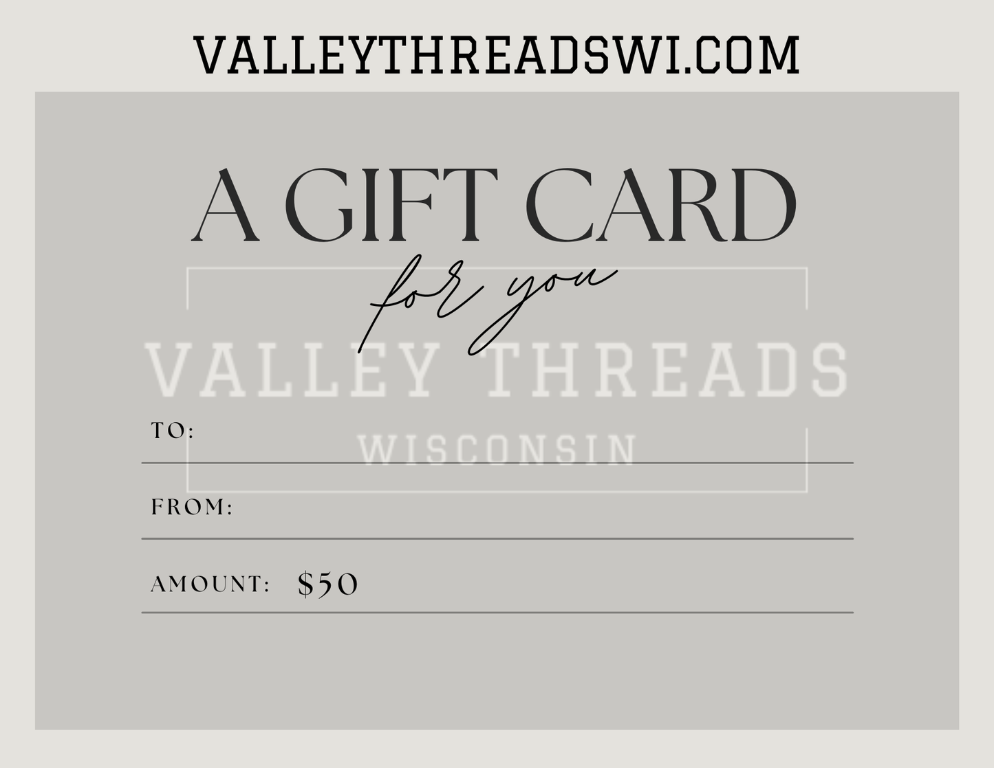 Valley Threads $50 Gift Card