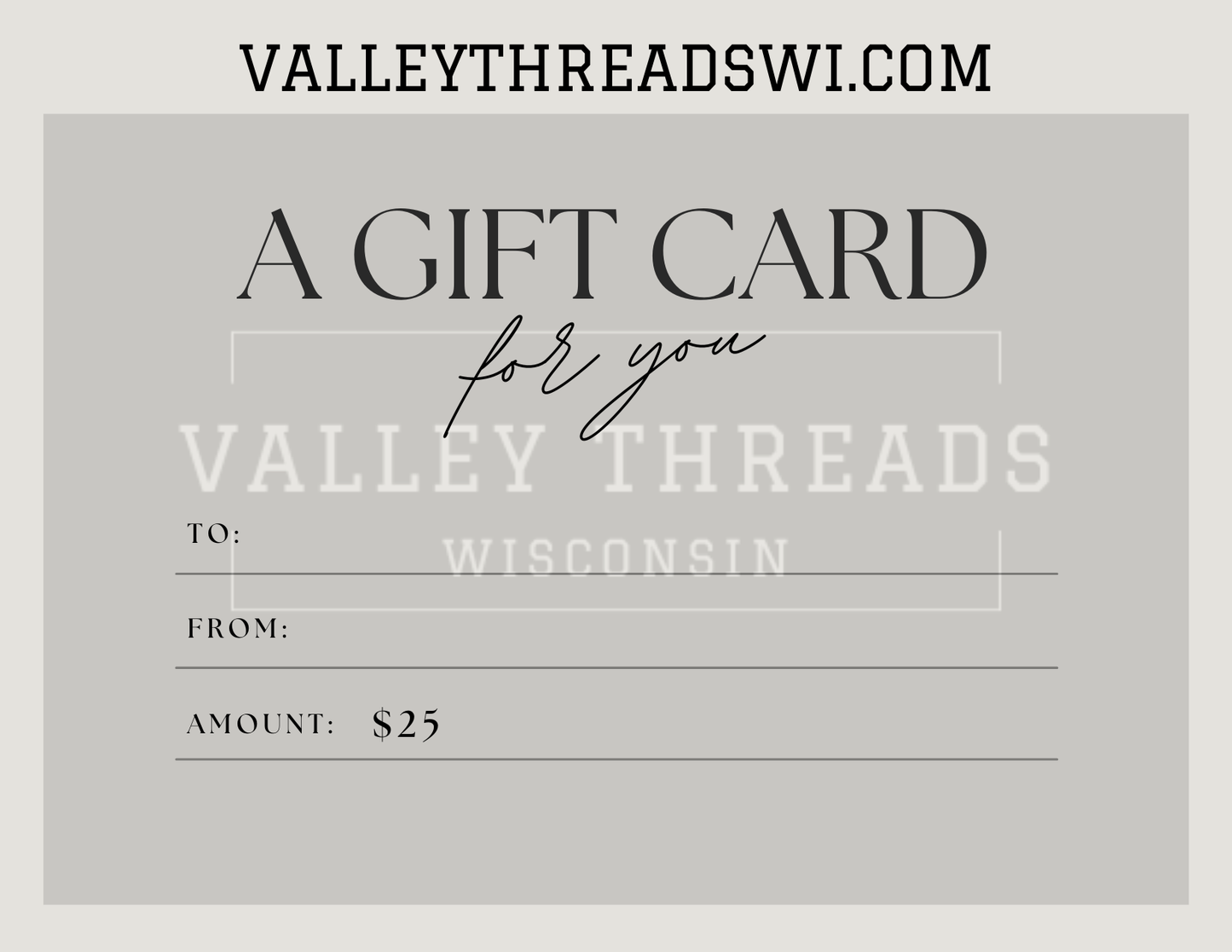 Valley Threads $25 Gift Card