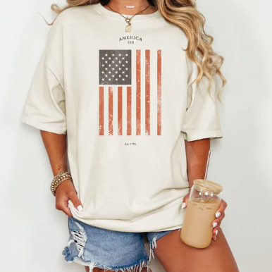 America 250 Flag Distressed T-Shirt
